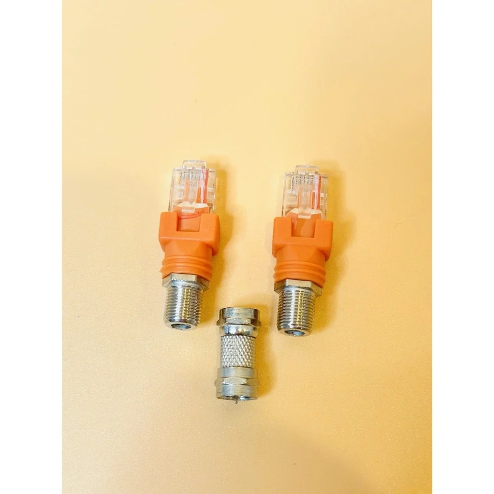 Lot of 50 RJ45 to F Adapter Sets + F Female Couplers Coax Cable Tester Orange